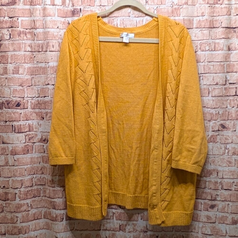 CJ Banks Cardigan Yellow Open-Front Size 2X